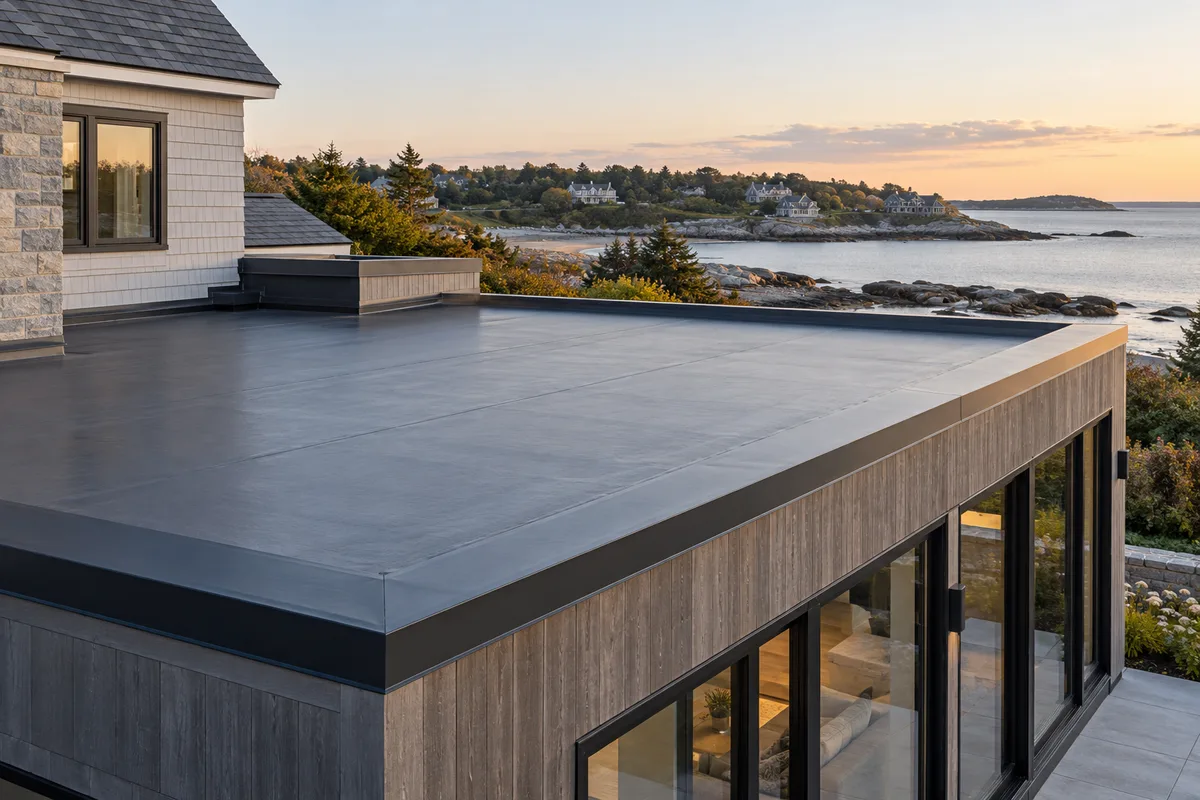 Low-slope roof on a residential extension